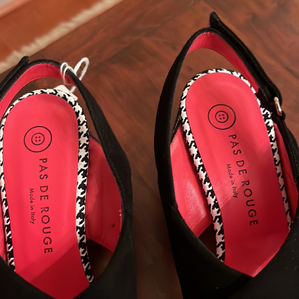 NWB Pas De Rouge Women's Fleur 2824 In Black Suede/Embossed Leather Size 37 - Picture 8 of 12